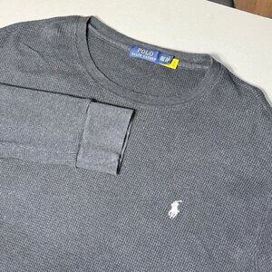 Polo Ralph Lauren Thermal Shirt Mens 2XLT Gray Cotton Waffle Knit Logo